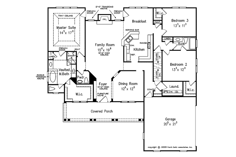 House Blueprint - Floor Plan - Main Floor for Craftsman House Plan #927-928 - 3 bed, 2.5 bath