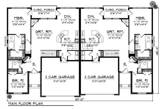 Floor Plan - Main Floor for Traditional House Plan #70-893 - 2 bed, 2 bath