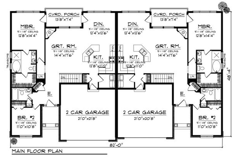 Home Plan - Floor Plan - Main Floor for Traditional House Plan #70-893 - 2 bed, 2 bath