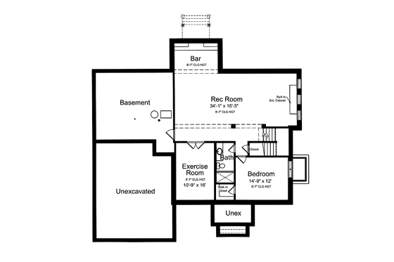 Floor Plan - Lower Floor for Classical House Plan #46-823 - 6 bed, 5.5 bath