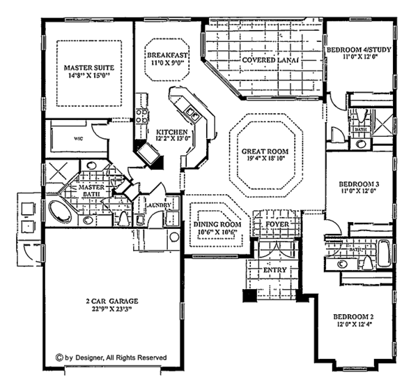 House Design - Mediterranean Floor Plan - Main Floor Plan #1017-5