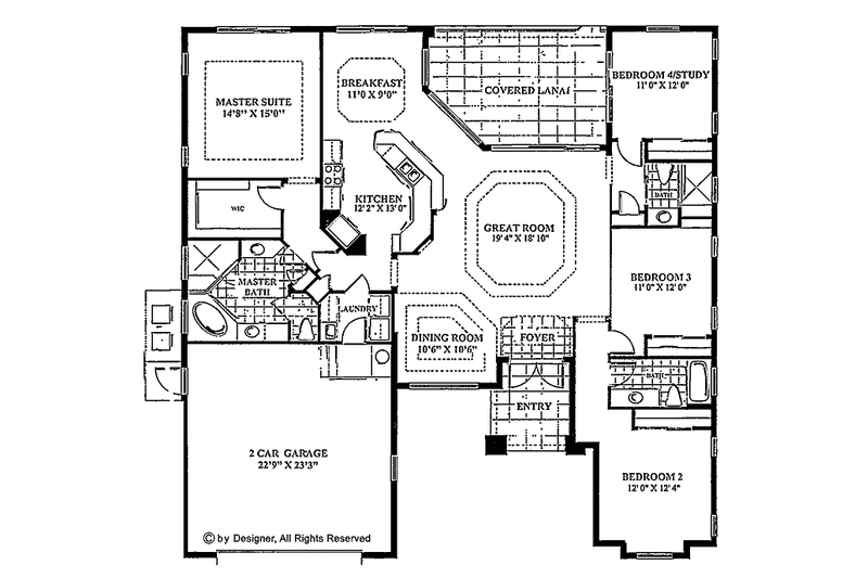 Dream House Plan - Floor Plan - Main Floor for Mediterranean House Plan #1017-5 - 4 bed, 3 bath