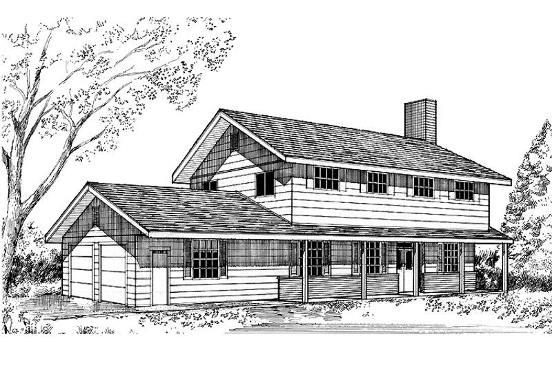 Home Plan - Exterior - Front Elevation 3 for Country House Plan #60-902 - 4 bed, 3 bath