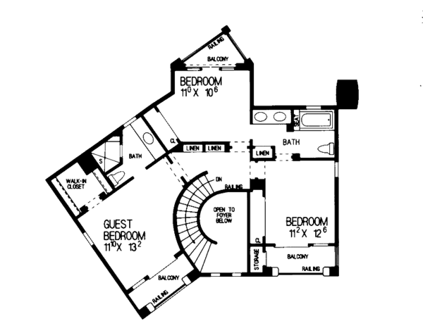 Architectural House Design - Mediterranean Floor Plan - Upper Floor Plan #72-924