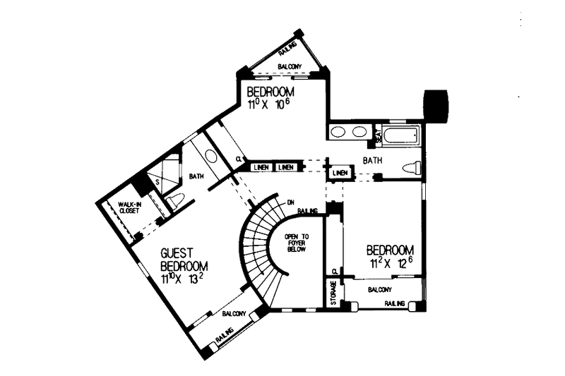 Home Plan - Floor Plan - Upper Floor for Mediterranean House Plan #72-924 - 4 bed, 3.5 bath