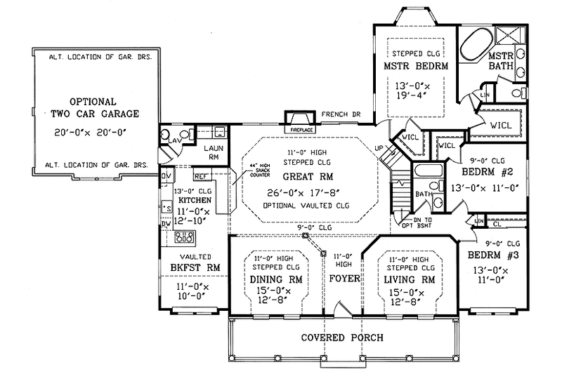 Home Plan - Floor Plan - Main Floor for Country House Plan #314-230 - 3 bed, 2.5 bath