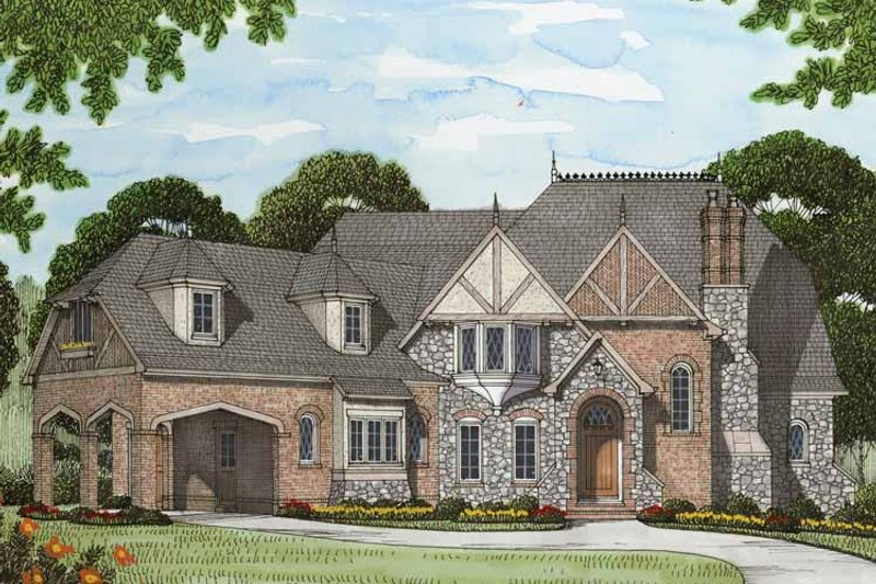 House Design - Exterior - Front Elevation 3 for Tudor House Plan #413-902 - 4 bed, 4.5 bath