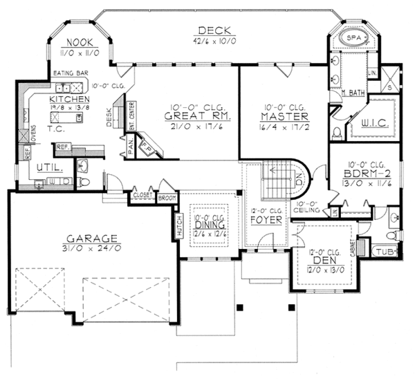 Architectural House Design - Traditional Floor Plan - Main Floor Plan #1037-17