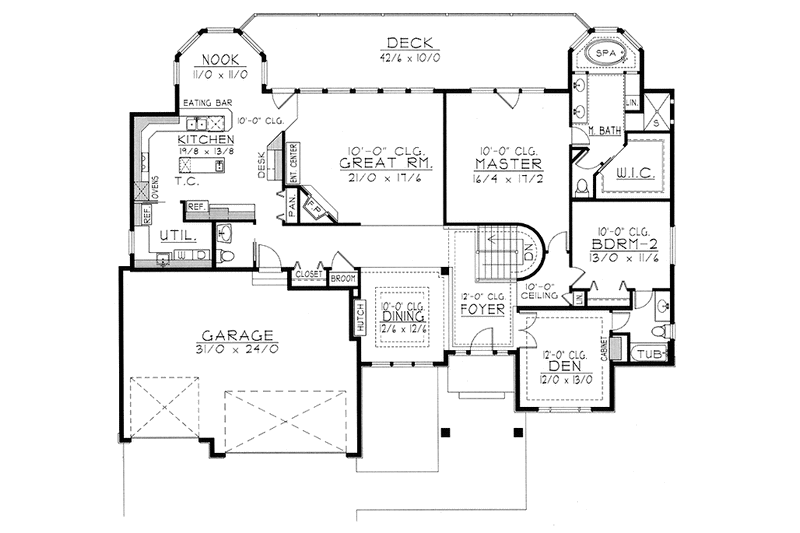 House Blueprint - Floor Plan - Main Floor for Traditional House Plan #1037-17 - 5 bed, 4.5 bath