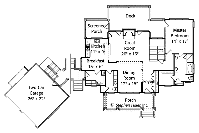 Home Plan - Floor Plan - Main Floor for Craftsman House Plan #429-382 - 3 bed, 3.5 bath