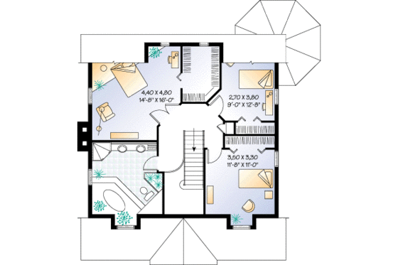 Floor Plan - Upper Floor for Country House Plan #23-213 - 3 bed, 1.5 bath