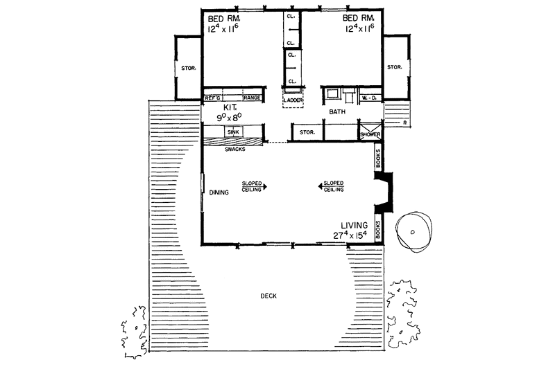 Dream House Plan - Floor Plan - Main Floor for Contemporary House Plan #72-540 - 3 bed, 1 bath