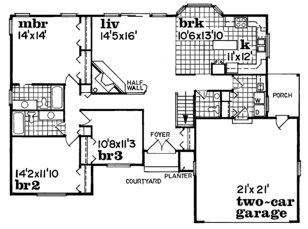 House Blueprint - Country Floor Plan - Main Floor Plan #47-760