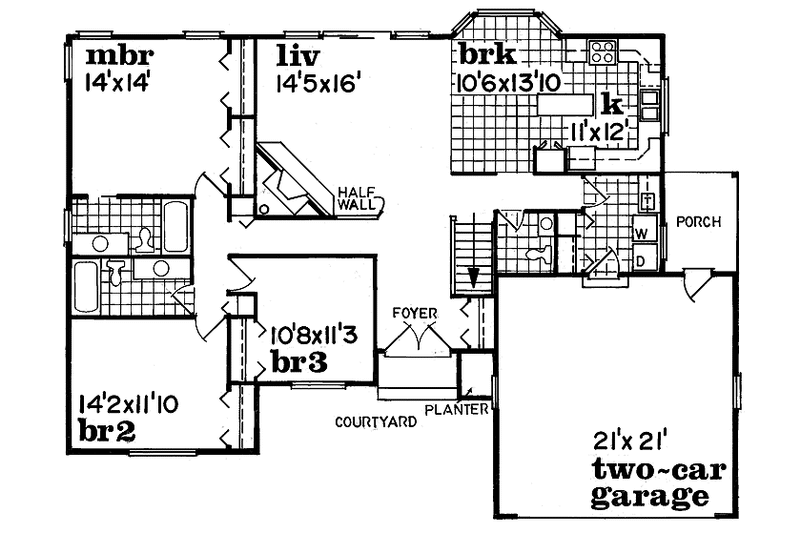 Home Plan - Floor Plan - Main Floor for Country House Plan #47-760 - 3 bed, 2.5 bath