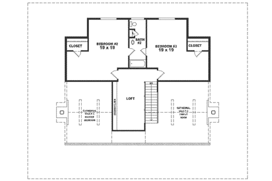 Floor Plan - Upper Floor for Country House Plan #81-241 - 3 bed, 2.5 bath