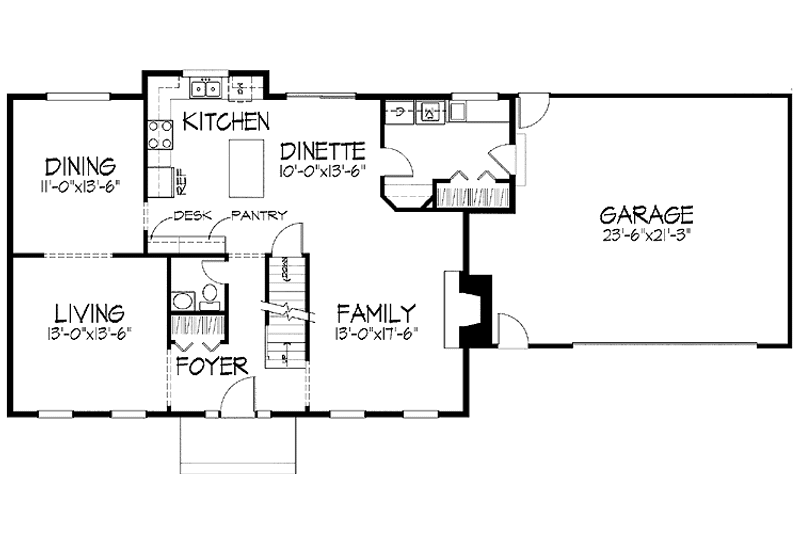Home Plan - Floor Plan - Main Floor for Colonial House Plan #51-813 - 4 bed, 2.5 bath