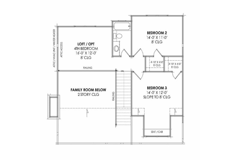 House Blueprint - Floor Plan - Upper Floor for Craftsman House Plan #1096-163 - 3 bed, 2.5 bath