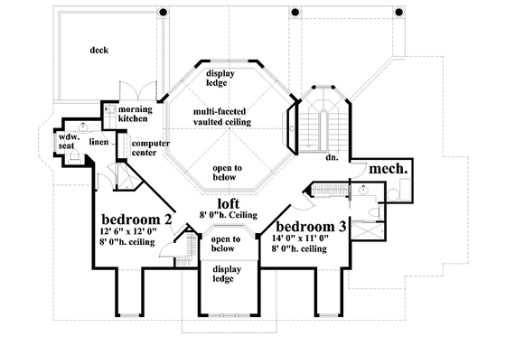 Floor Plan - Upper Floor for Mediterranean House Plan #930-170 - 3 bed, 3.5 bath