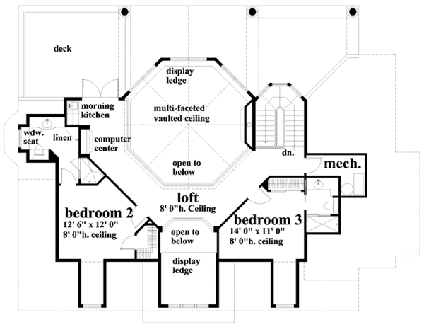 House Plan Design - Mediterranean Floor Plan - Upper Floor Plan #930-170