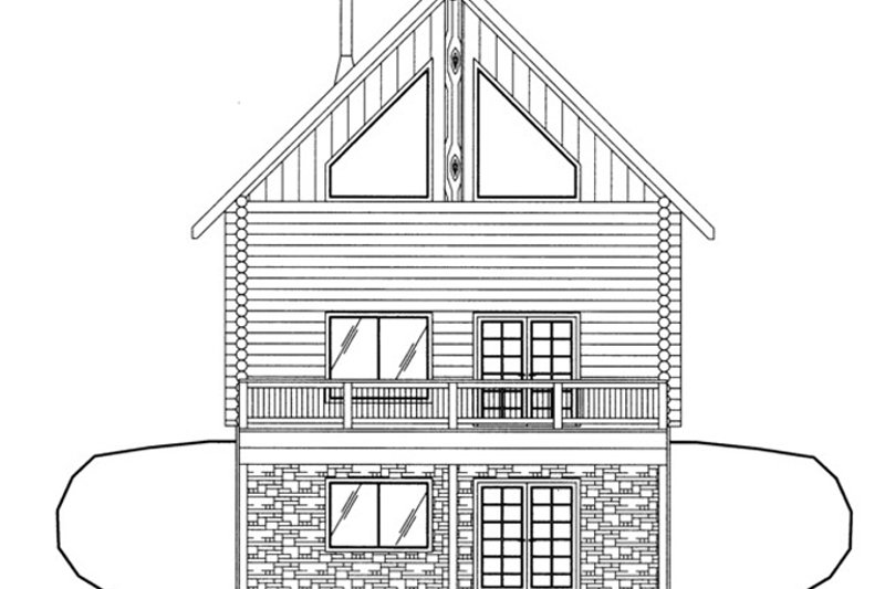 Architectural House Design - Exterior - Rear Elevation for Log House Plan #117-821 - 1 bed, 2 bath