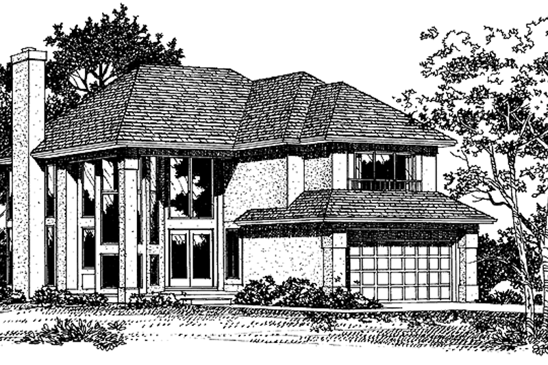 Home Plan - Contemporary Exterior - Front Elevation Plan #72-937