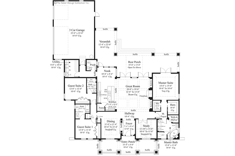 Home Plan - Floor Plan - Main Floor for Prairie House Plan #930-463 - 3 bed, 3.5 bath