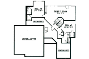 Floor Plan - Lower Floor for Traditional House Plan #67-816 - 4 bed, 4 bath