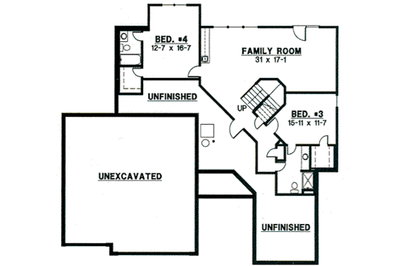 Floor Plan - Lower Floor for Traditional House Plan #67-816 - 4 bed, 4 bath