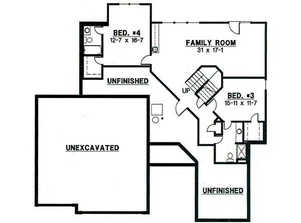 Traditional Floor Plan - Lower Floor Plan #67-816