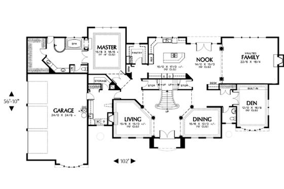 Floor Plan - Main Floor for European House Plan #48-349 - 5 bed, 3.5 bath