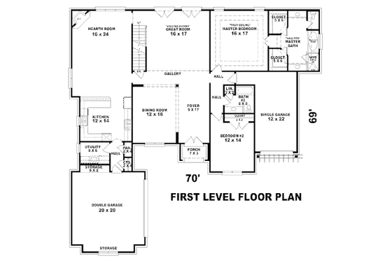 Floor Plan - Main Floor for European House Plan #81-13828 - 4 bed, 3 bath