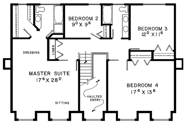 House Plan Design - Colonial Floor Plan - Upper Floor Plan #60-711