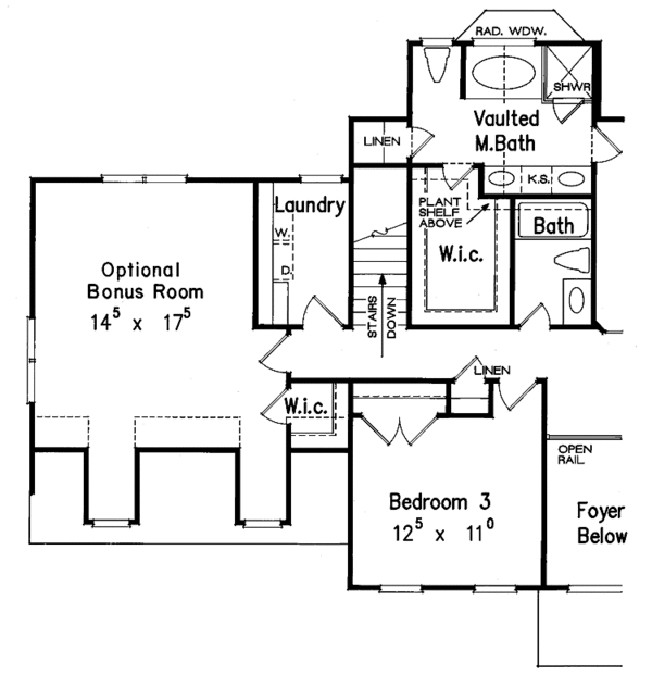 Architectural House Design - Classical Floor Plan - Upper Floor Plan #927-72