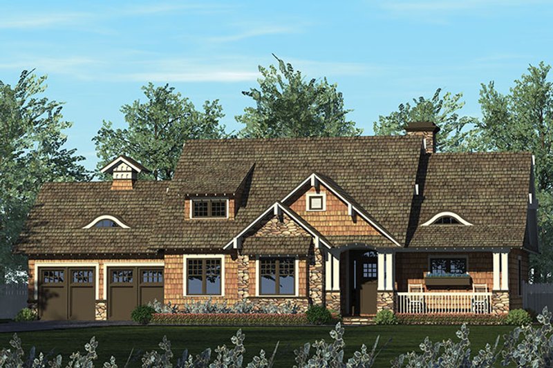 House Blueprint - Exterior - Front Elevation 3 for Craftsman House Plan #453-611 - 3 bed, 2 bath