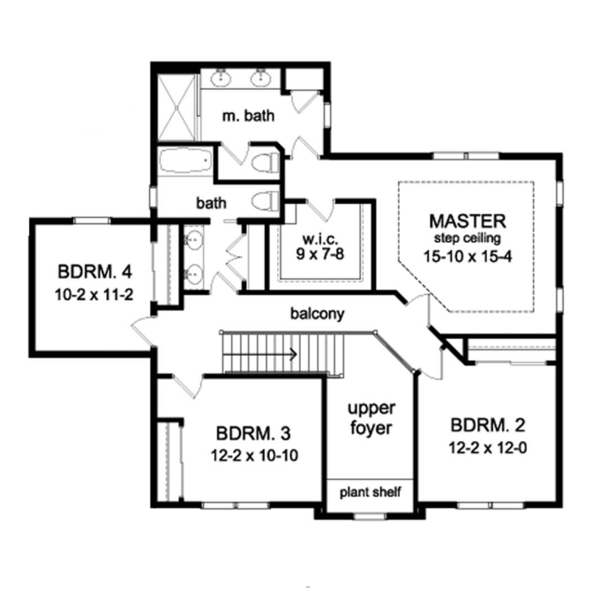 Home Plan - Colonial Floor Plan - Upper Floor Plan #1010-57