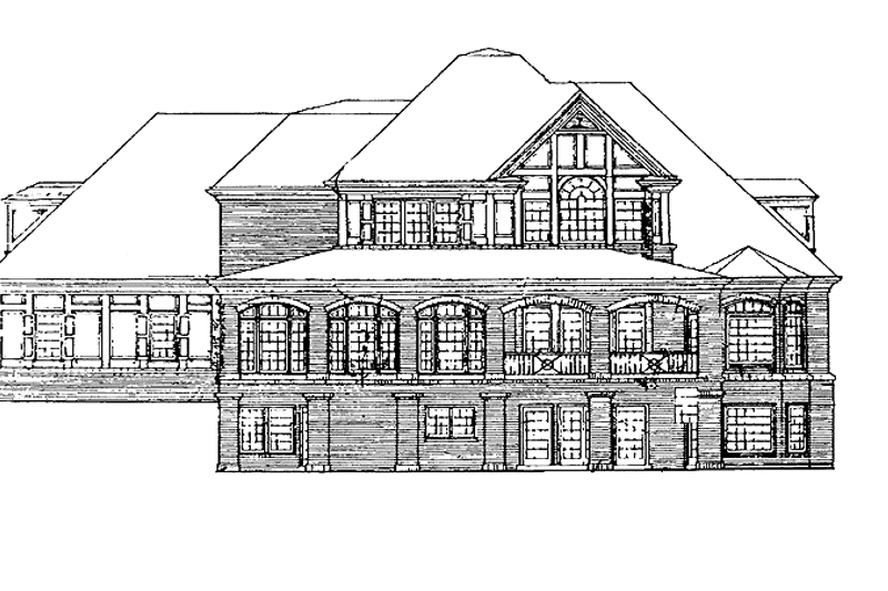 Home Plan - Exterior - Rear Elevation for European House Plan #429-193 - 4 bed, 3.5 bath