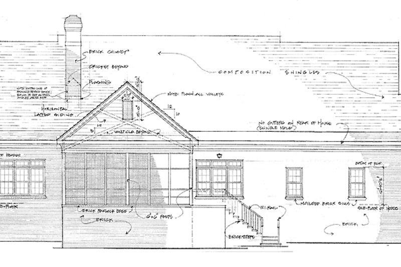 Home Plan - Exterior - Rear Elevation for Classical House Plan #453-413 - 4 bed, 3 bath