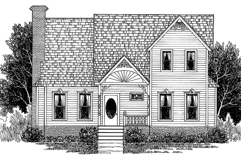 Architectural House Design - Victorian Exterior - Front Elevation Plan #1014-15