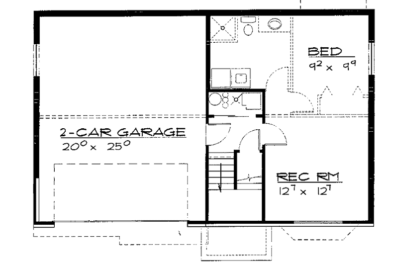 Dream House Plan - Floor Plan - Lower Floor for Country House Plan #308-299 - 3 bed, 1 bath