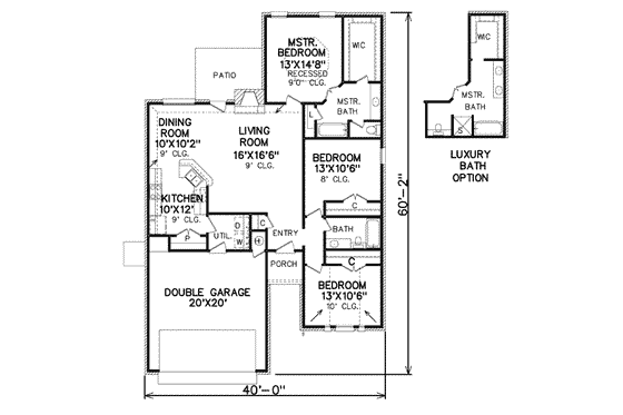 Floor Plan - Main Floor for Traditional House Plan #65-485 - 3 bed, 2 bath