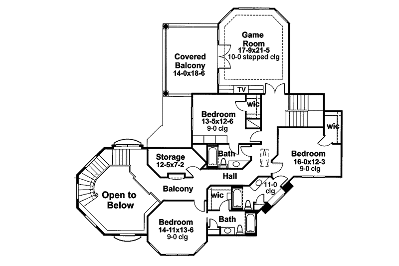 Dream House Plan - Floor Plan - Upper Floor for European House Plan #120-219 - 5 bed, 5.5 bath