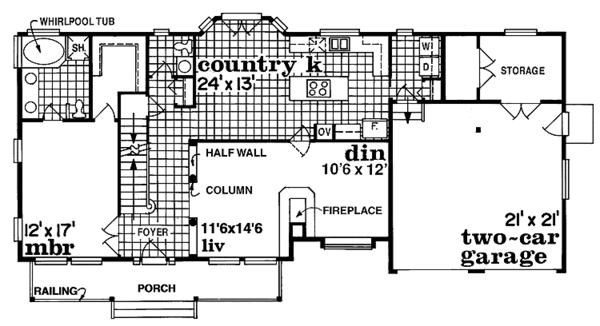 House Design - Country Floor Plan - Main Floor Plan #47-826