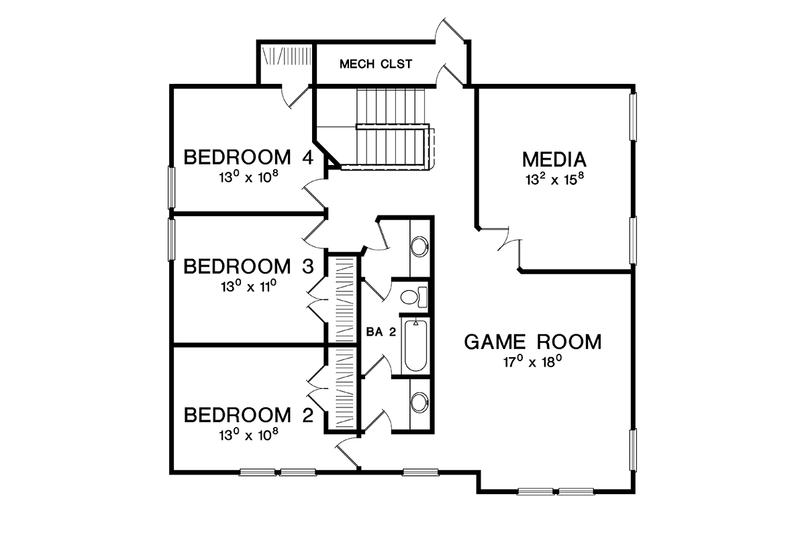 Home Plan - Floor Plan - Upper Floor for Craftsman House Plan #472-437 - 4 bed, 2.5 bath