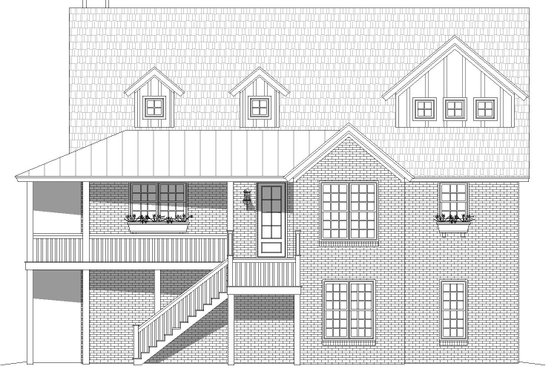 Exterior - Front Elevation 3 for Southern House Plan #932-827 - 3 bed, 2 bath
