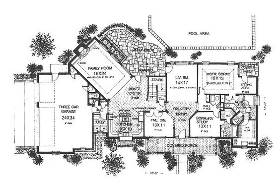 Floor Plan - Main Floor for Farmhouse House Plan #310-624 - 4 bed, 3.5 bath