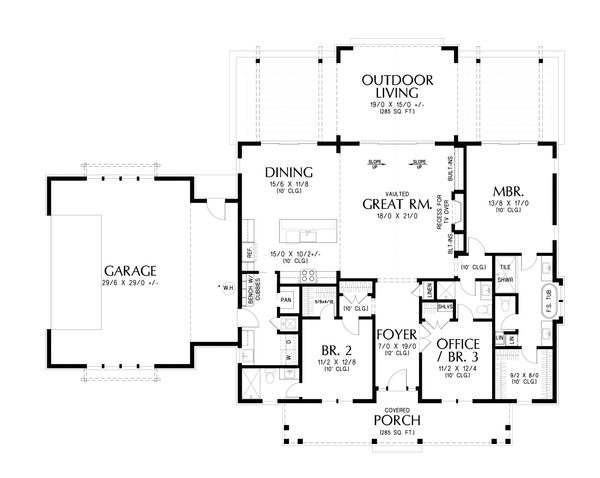 Farmhouse Floor Plan - Main Floor Plan #48-1190