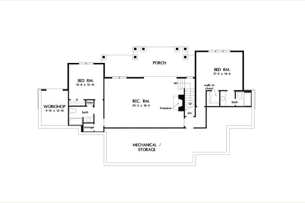 House Blueprint - Farmhouse Floor Plan - Lower Floor Plan #929-1152