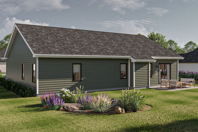 House Blueprint - Exterior - Rear Elevation for Ranch House Plan #455-367 - 3 bed, 2 bath