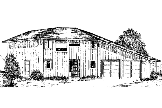 Exterior - Front Elevation 3 for Contemporary House Plan #60-871 - 3 bed, 2 bath