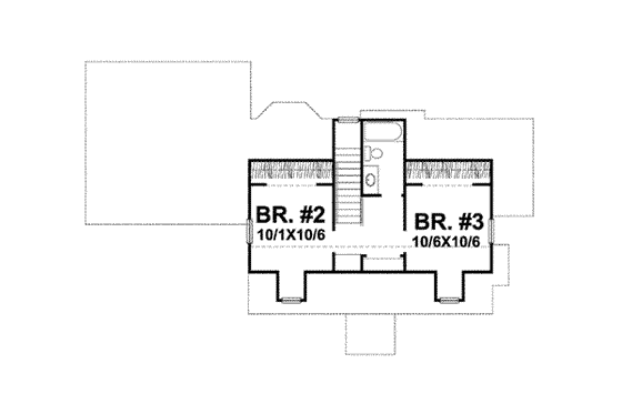 Floor Plan - Upper Floor for Colonial House Plan #50-262 - 3 bed, 2 bath